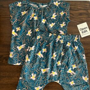 Open Edit Floral Patterned Shorts and Tee Set NWT 18months